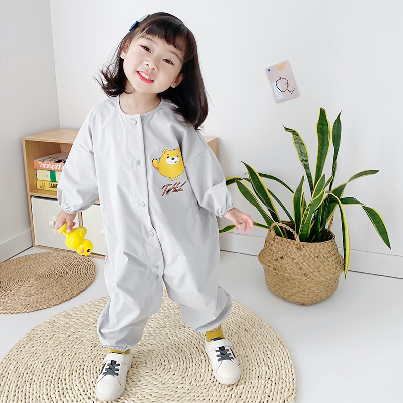 婴儿连体罩衣全身防水防脏宝宝爬行服儿童男女宝外穿护衣罩裤幼儿