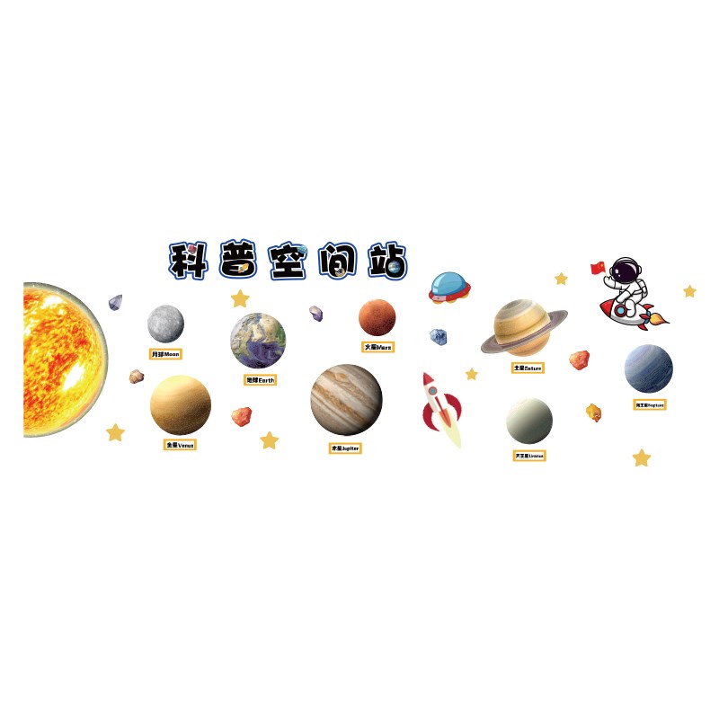 幼儿园科技学教室布置墙面装饰航天太空主题环创材料成品文化走廊