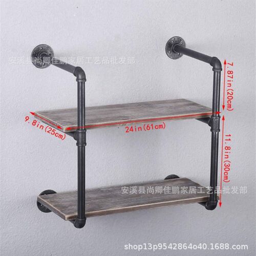 工业壁挂式铁管货架搁板托架双层水管酒架收纳置物架 水管托架