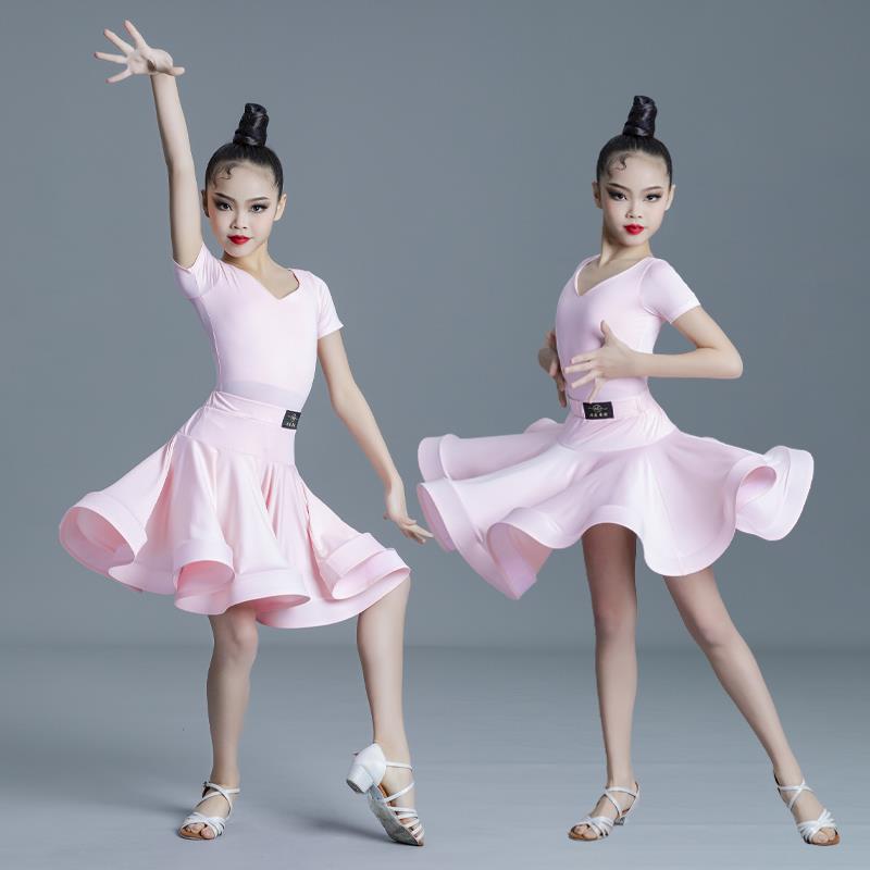 春夏季儿童拉丁舞蹈服练功服x幼儿专业标准比赛表演服女长袖拉丁