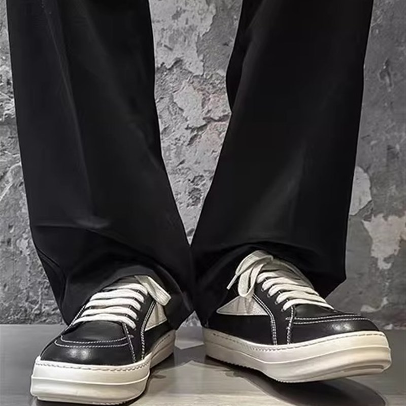 2025新款美式高街RO风黑白运动板鞋男高级感厚底增高加绒休闲鞋子