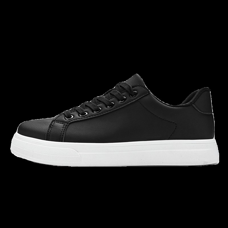 春季休闲鞋白底皮鞋厚底温州男鞋黑色运动鞋男士皮面鞋子低帮板鞋