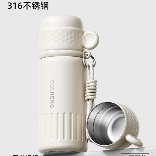 简约保温杯女生三饮水杯女新款2025F带盖女士办公室便携不锈钢杯