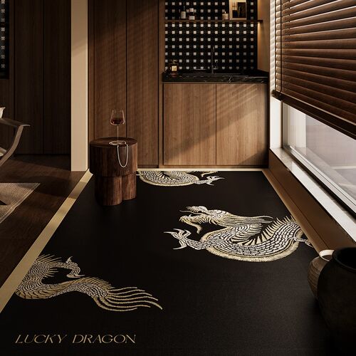 好運龍年诧寂中式高级厨房吸水地垫阳台防滑可擦免洗防油脚垫地毯