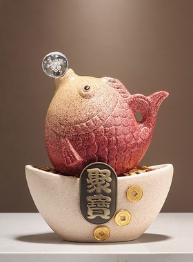 年年有余聚宝盆锦鲤鱼开业招财摆件客厅玄关酒柜装饰乔迁新居礼物