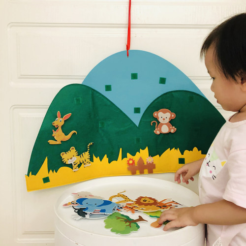 儿童diy毛毡i布场景粘贴画 森林海洋动物魔术贴不织布益智手工玩