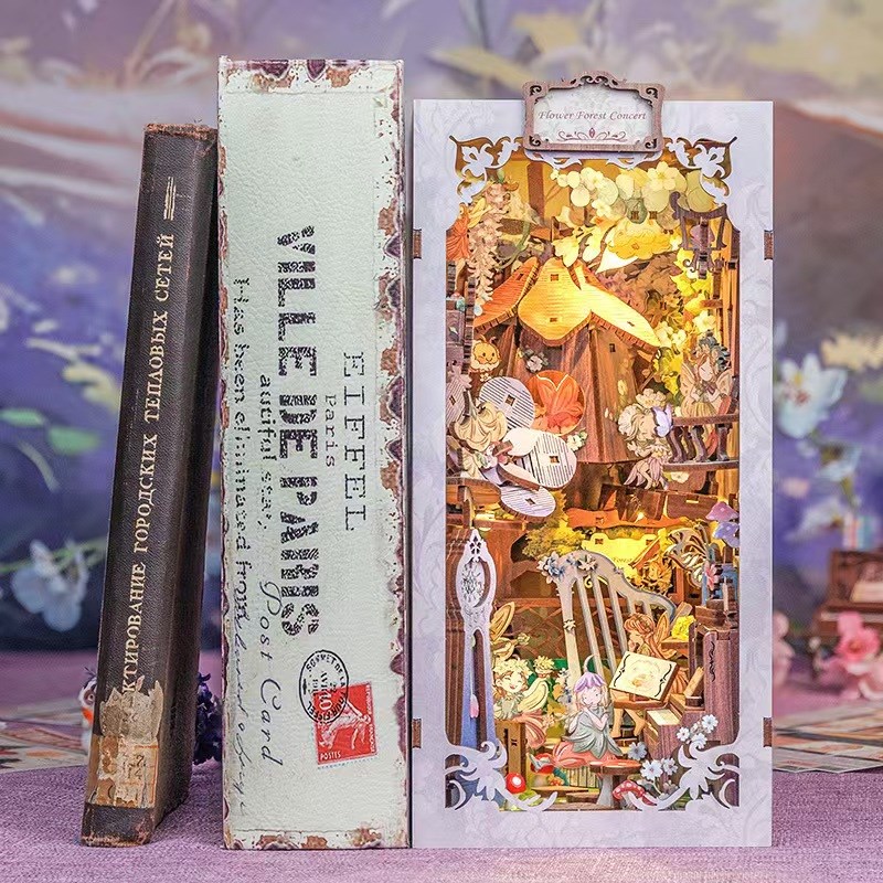 新款积木花灵音乐会书立体拼图场景拼装房子模型微缩diy手工小屋