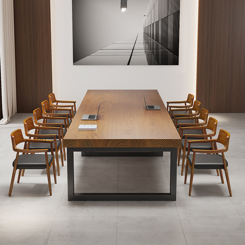 实木会议桌长桌简约现代会议室长方形洽谈桌子工作台长条桌办公桌