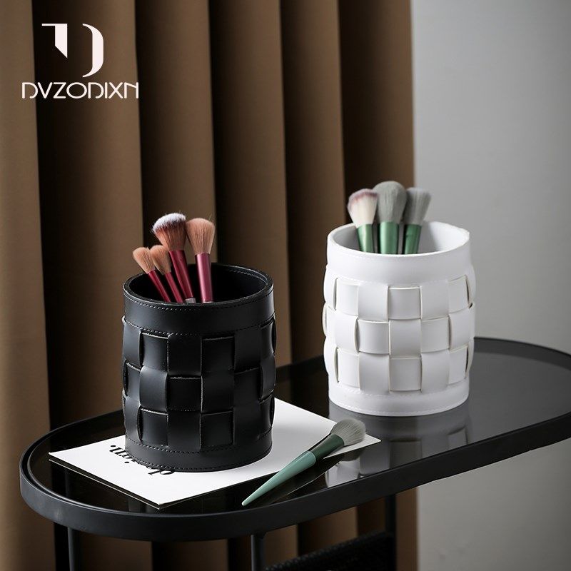 高颜值化妆刷收纳盒笔筒桌面化妆品置物架皮革杂物口红刷子收纳筒,收纳整理,桌面收纳盒,淘宝优惠券,粉丝福利购,淘宝优惠卷