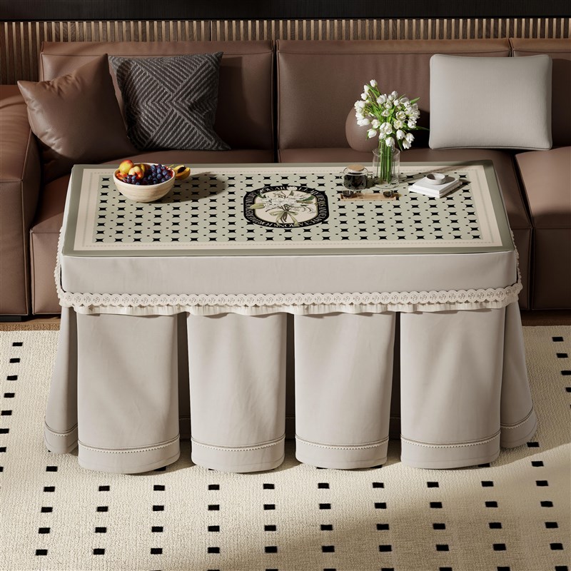 2024新款烤火罩烤火炉电暖桌烤火桌罩套被子奶油风取暖桌布电炉罩