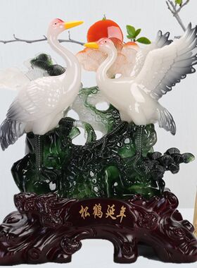 松鹤寿桃摆件 馈赠爷爷奶奶老年人父母长辈贺岁生日祝寿贺寿礼品