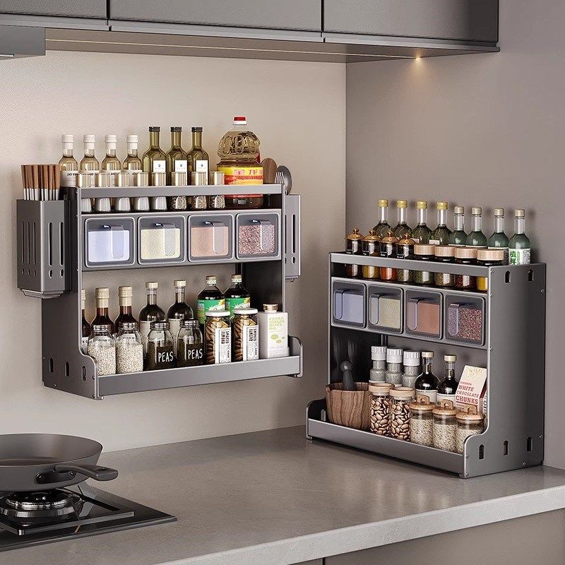 厨房置物架壁挂式免打孔油盐酱醋收纳挂I墙上多功能调味品罐调料