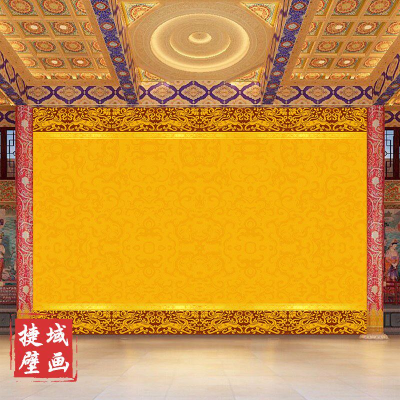 佛堂壁纸中式金色祥云18D电视背景F墙纸餐饮壁画 划酒店墙布定制