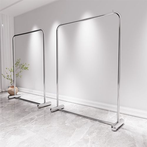 不锈钢镜面男女服装店展示架落地货架移动挂衣晾晒衣架子可定制