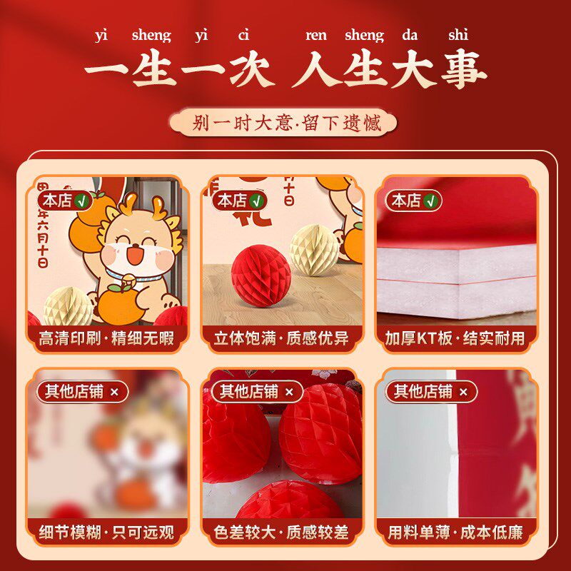 龙宝宝满月拍照道具百天仪式生日布置背景墙婴儿纪念用品男孩女孩
