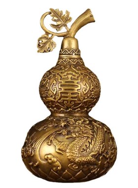 纯铜龙凤葫芦摆件大号龙凤呈祥全铜镇宅葫芦摆设办公室招财工艺品