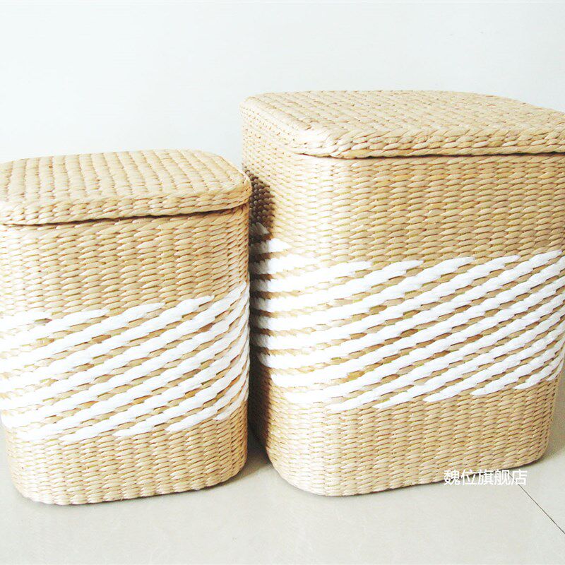 包邮大号草编坐箱/收纳箱脏衣筐/换鞋凳/储物箱/坐凳蒲草收纳凳