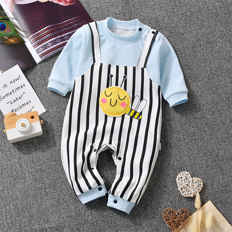 婴儿连体衣春秋装薄款纯棉男女y宝宝哈衣爬服秋衣外出穿新生儿衣