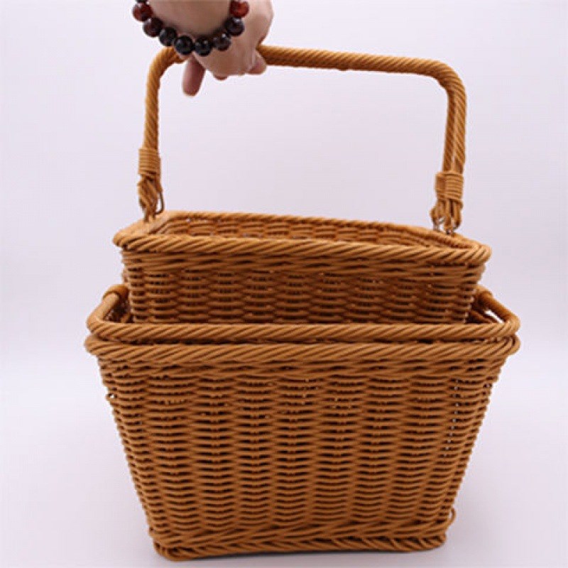收纳筐编田园藤篮购物篮小竹篮礼品篮柳水果篮手提买菜篮子独立站