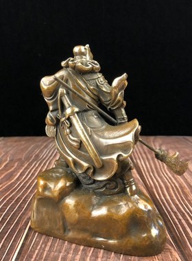 纯铜武财神关公摆件看书关公文财神夜读春秋铜像摆件