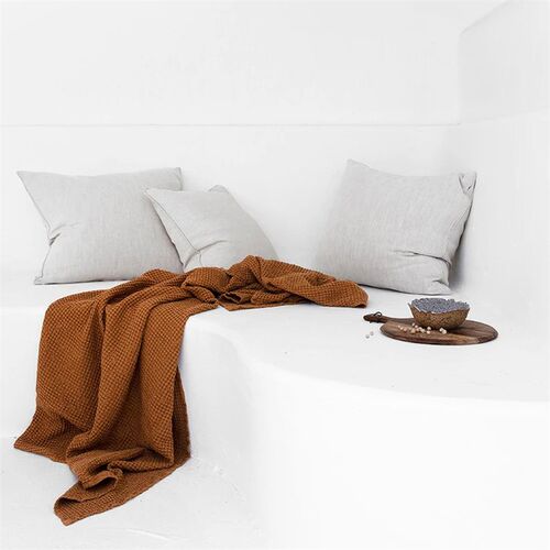 天然亚麻靠背客厅沙发抱枕45x45CM纯色飘窗抱R枕套床头靠垫高级感