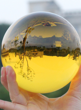 黄色水晶球透明玻璃球玄关隔断客厅卧室家居装饰办公室桌面摆件