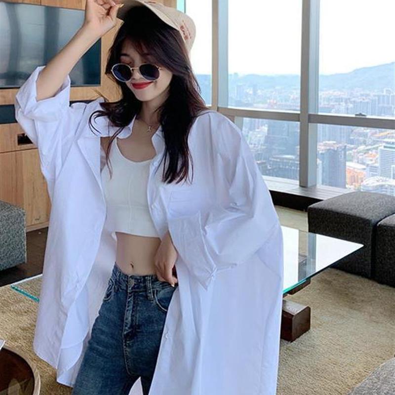 胖MM特大码300斤白色衬衫女春秋韩E版bf宽松显瘦慵懒风中长款衬衣