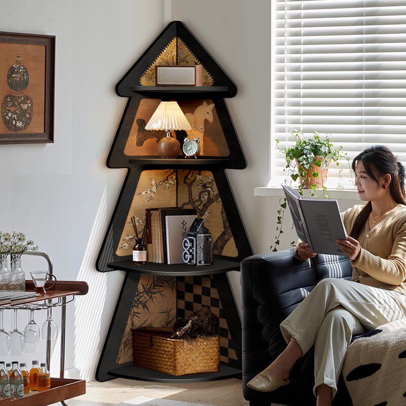 客厅装饰品转角收纳柜拐角书架墙角落地摆件中古风夹缝三角置物架,家居饰品,落地摆件,淘宝优惠券,粉丝福利购,淘宝优惠卷