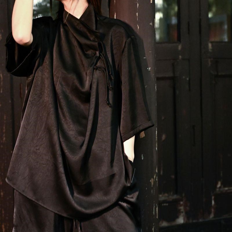 神识麒骥*中有山河影 荡领三扣新中式廓形解构/三色衬衫 三省六部