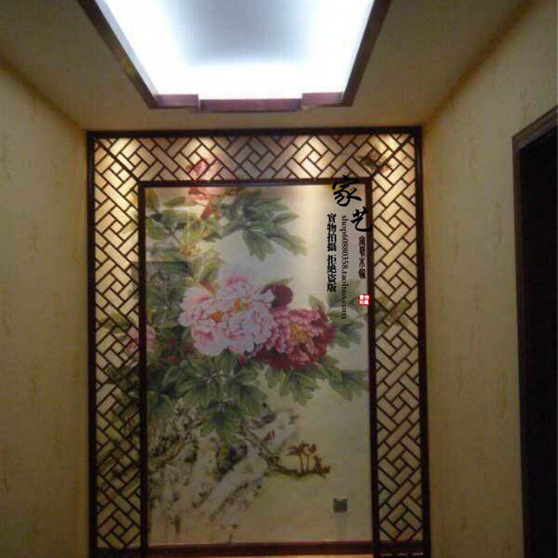 木雕仿古门窗中式装修实木花格过道走廊吊顶电视背景墙隔断屏风