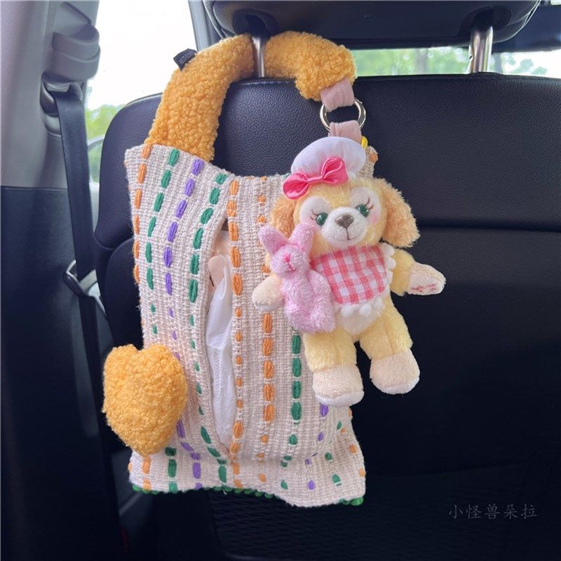 可爱饼饼挂件车载纸巾盒汽车挂式椅背纸巾袋车用抽V纸盒车内装饰