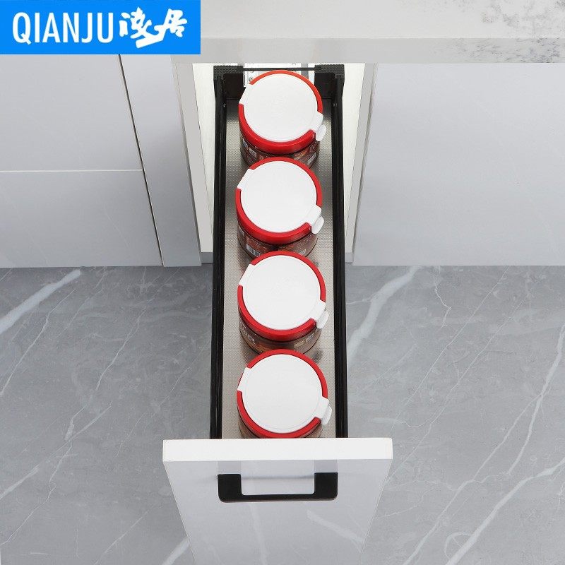 浅居拉篮厨房橱柜窄柜玻璃调味拉篮抽屉式迷你调料篮小尺寸置物篮