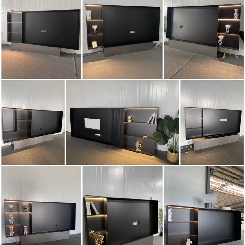 不锈钢75寸电视机壁龛嵌入式边框架85 100金属无背板壁龛柜置物架