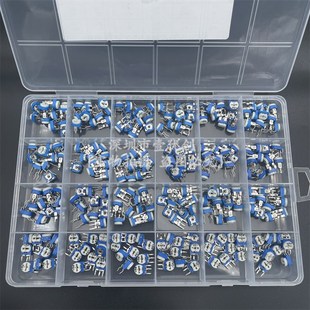 盒240只 螺丝孔兰蓝白可调电阻电位器混装 24种RM063立式 065卧式