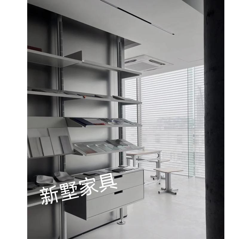 工业风铝型材顶天立地置物架极简不锈钢隔断展示架开放式书架展柜