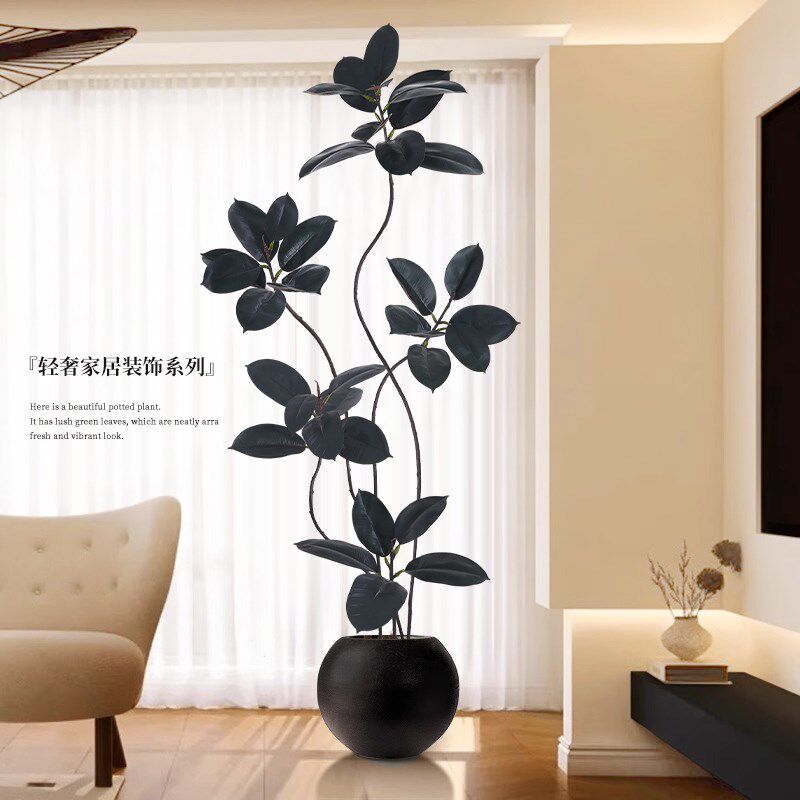 黑金刚仿真绿植橡皮树高级客厅装饰落地摆件室内盆栽假树仿生植物