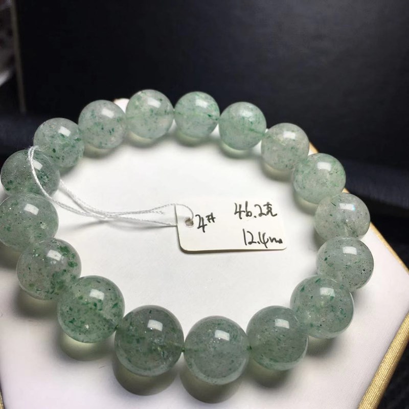 天然水晶 绿云母手链 翠云母 绿幽灵异象 草莓晶手串 绿超七 饰品