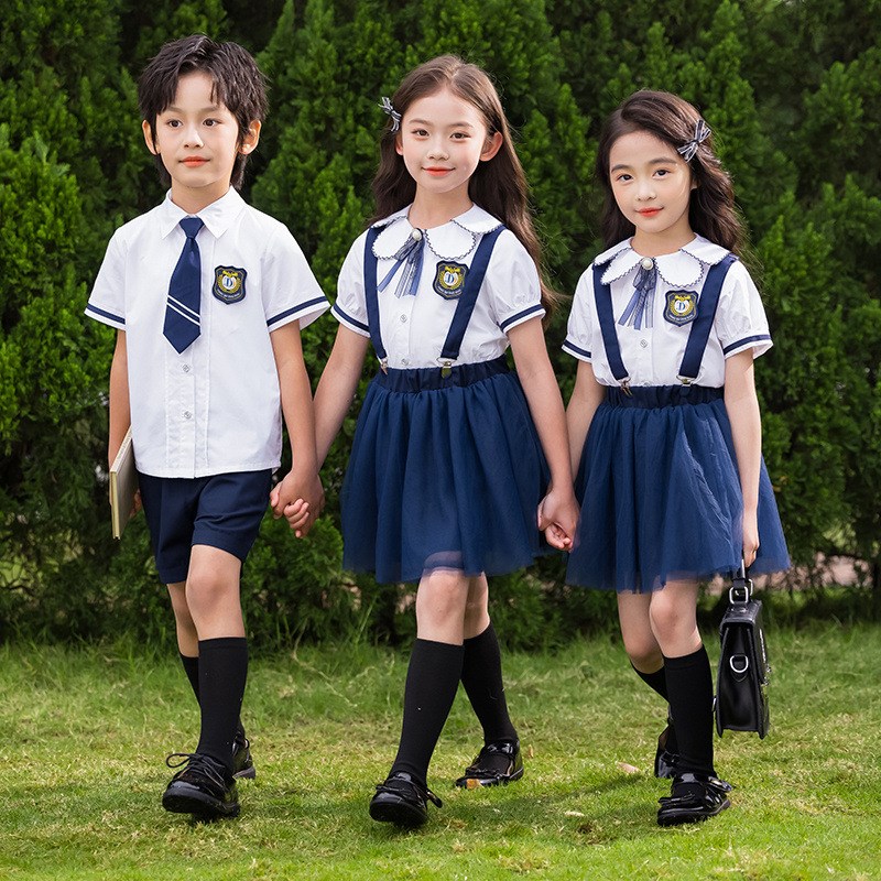 小学生班服英伦学院风夏装白色衬衫幼儿园毕业典礼拍照表演服校服