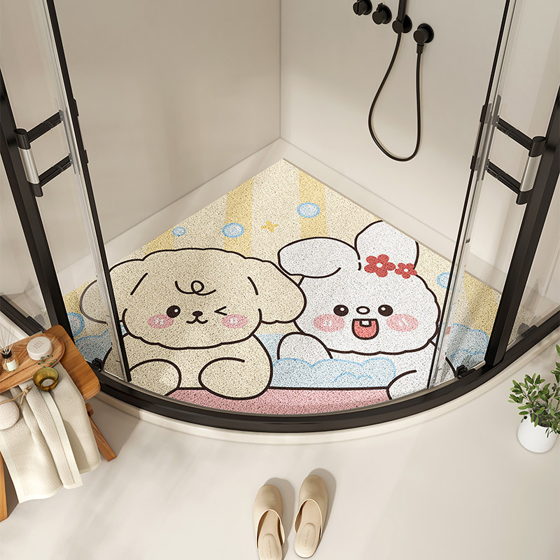 扇形浴室丝圈防滑地垫沥水隔水垫卡通淋浴房卫生间地垫防摔脚垫子,居家布艺,家用脚垫,淘宝优惠券,粉丝福利购,淘宝优惠卷