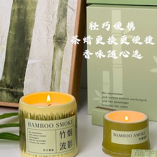 卧室内家用持久小众高级香氛送男女生日礼物 香薰蜡烛竹子礼盒套装