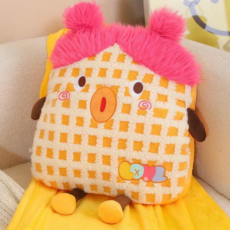 卡通抱枕被子二合一办公室午睡小毯子车载两用可折叠枕头被靠垫