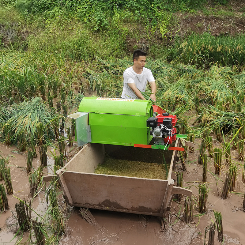 全喂入稻麦脱粒稻谷农用打谷机家用水稻脱粒机T小型收割机多功能