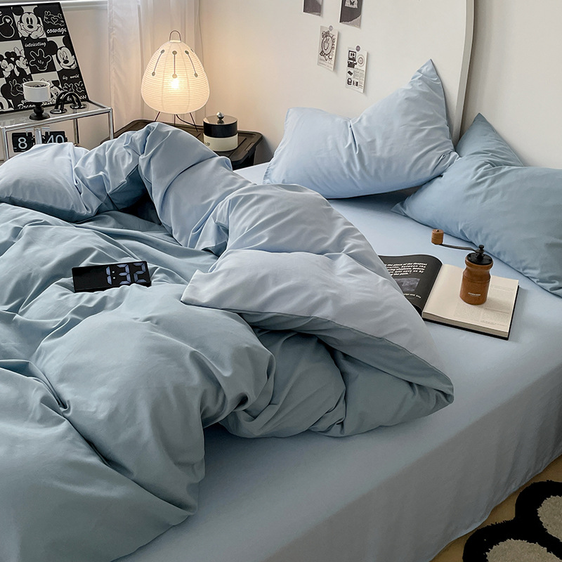 日本进口纯色水洗棉被套单件150x200x230cm被罩床上四件套被单三