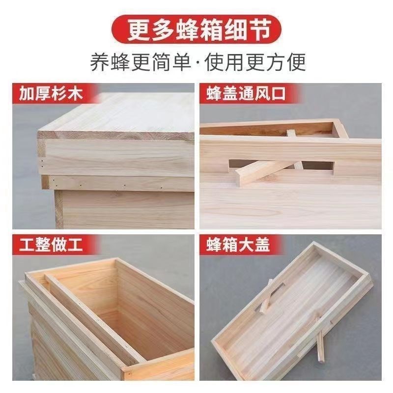 标准蜂箱杉木七框型中蜂薄款蜜蜂蜂箱 1CM土蜂养T蜂诱蜂箱全套成