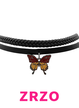 ZRZO复古蝴蝶皮质choker