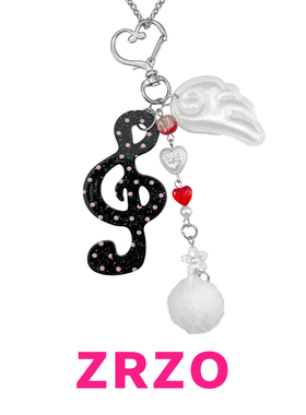 甜酷风黑色音符翅膀吊坠