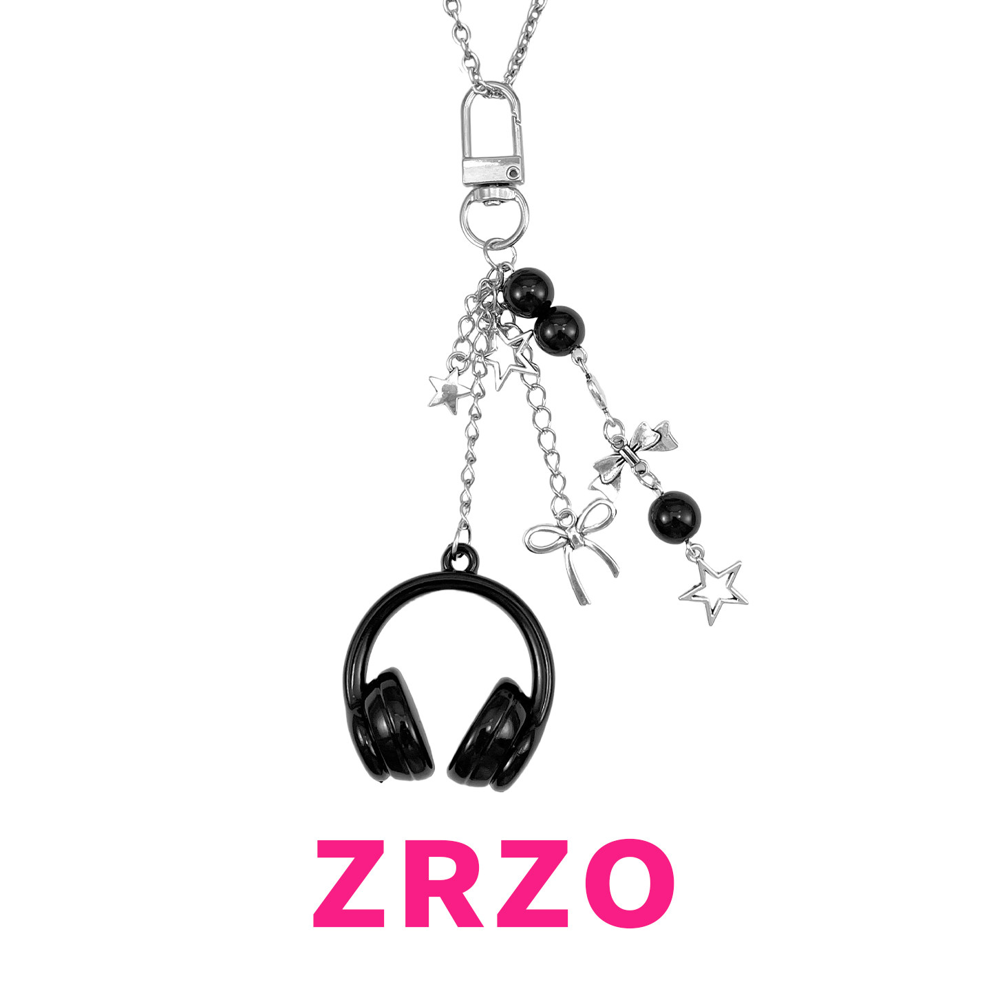 ZRZO 甜酷风黑色耳机星星项链小众Y2k吊坠音乐节配饰时尚个性配饰