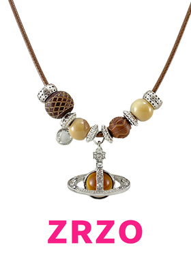 ZRZO复古咖色星球编绳项链