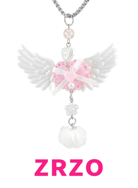 ZRZO可爱粉色爱心翅膀项链