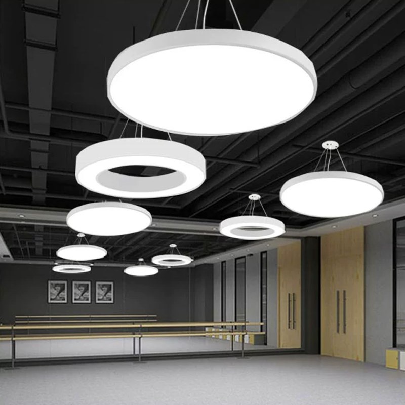 全光谱护眼吸顶灯圆形环日光灯5000k儿童房瑜伽馆舞蹈房白色吊灯